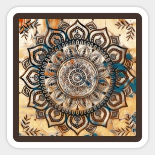 Fluid Art Design - Flip Cup Technique - Brown Mandala Sticker